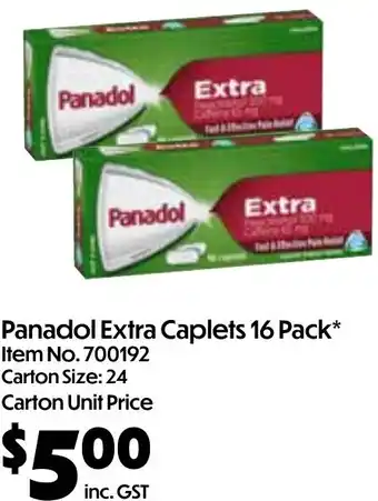 Campbells Wholesale Panadol Extra Caplets offer