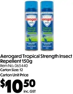 Campbells Wholesale Aerogard Tropical Strength Insect Repellent offer