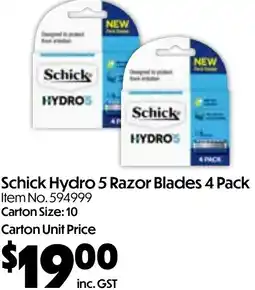 Campbells Wholesale Schick Hydro 5 Razor Blades offer