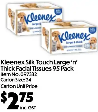 Campbells Wholesale Kleenex Silk Touch Large 'n' Thick Facial Tissues offer