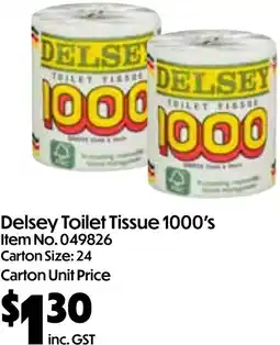Campbells Wholesale Delsey Toilet Tissue 1000's offer