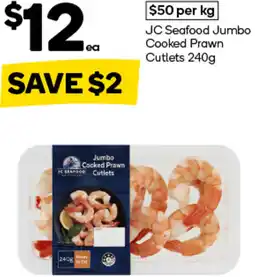 Woolworths JC Seafood Jumbo Cooked Prawn Cutlets offer