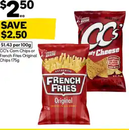 Woolworths Cc's corn chips or french fries original chips offer