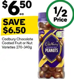 Woolworths Cadbury Chocolate Coated Fruit or Nut Varieties offer
