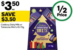 Woolworths Cadbury Dairy Milk or Toblerone Mini's offer