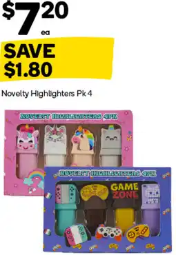 Woolworths Novelty Highlighters Pk 4 offer