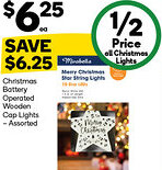 Woolworths Christmas Battery Operated Wooden Cap Lights Assorted offer