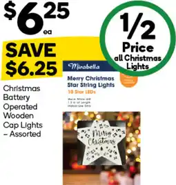 Woolworths Christmas Battery Operated Wooden Cap Lights Assorted offer