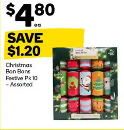 Woolworths Christmas Bon Bons Festive Pk 10 Assorted offer