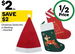 Woolworths Christmas Santa Hat or Stocking Assorted offer