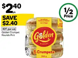 Woolworths Golden Crumpet Rounds Pk 6 offer