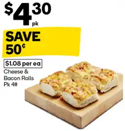 Woolworths Cheese & Bacon Rolls Pk 4# offer
