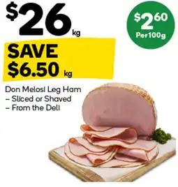 Woolworths Don Melosi Leg Ham offer