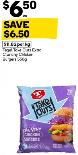 Woolworths Tegel Take Outs Extra Crunchy Chicken Burgers offer