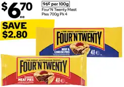Woolworths Four'N Twenty Meat Pies offer