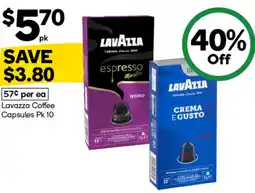 Woolworths Lavazza Coffee Capsules Pk 10 offer