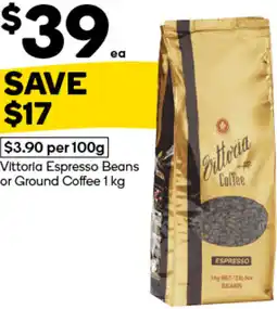 Woolworths Vittoria Espresso Beans or Ground Coffee offer