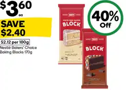 Woolworths Nestlé Bakers' Choice Baking Blocks offer