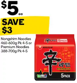 Woolworths Nongshim Noodles or Premium Noodles offer