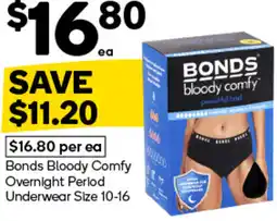 Woolworths Bonds Bloody Comfy Overnight Period Underwear Size 10-16 offer