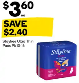 Woolworths Stayfree Ultra Thin Pads Pk 10-16 offer
