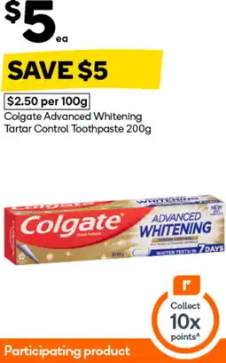 Woolworths Colgate Advanced Whitening Tartar Control Toothpaste offer