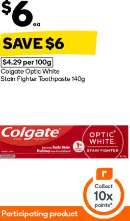 Woolworths Colgate Optic White Stain Fighter Toothpaste offer