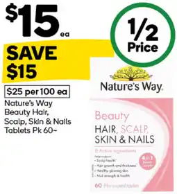 Woolworths Nature's Way Beauty Hair, Scalp, Skin & Nails Tablets Pk 60 offer