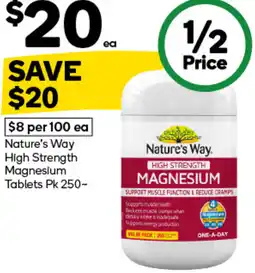 Woolworths Nature's Way High Strength Magnesium Tablets Pk 250 offer
