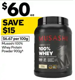 Woolworths Musashi 100% Whey Protein Powder offer