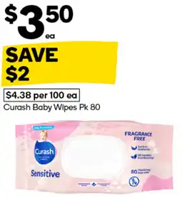 Woolworths Curash Baby Wipes Pk 80 offer