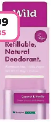 Priceline WILD Refillable Natural Deodorant Coconut & Vanilla offer
