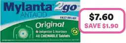 Priceline Mylanta 2Go Antacid Original Lemon Mint Flavour offer
