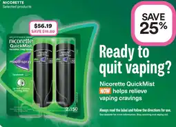 Priceline Nicorette quickmist nicotine 1mg mouth spray freshmint offer