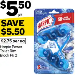 Woolworths Harpic Power Toilet Rim Block Pk 2 offer