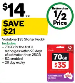 Woolworths Vodafone $35 Starter Pack offer