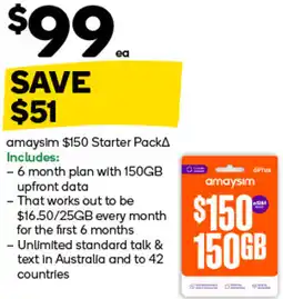 Woolworths amaysim $150 Starter PackA offer
