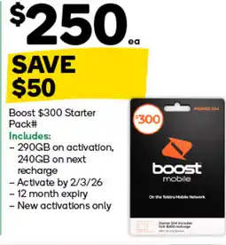 Woolworths Boost $300 Starter Pack offer