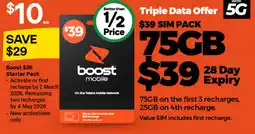 Woolworths Boost $39 offer