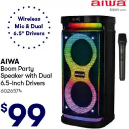 Woolworths Aiwa boom party speaker with dual 6.5-inch drivers offer
