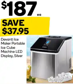 Woolworths Devanti ice maker portable ice cube machine led display, silver offer