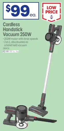 Officeworks Cordless Handstick Vacuum 250W offer