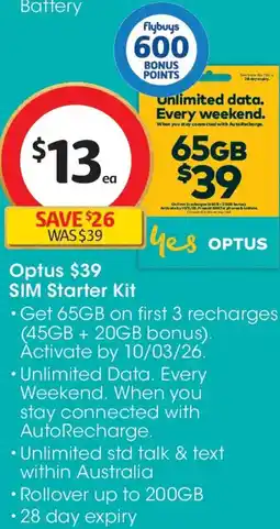 Coles Optus $39 offer