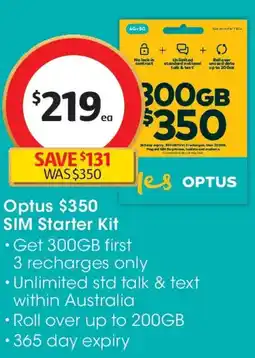 Coles Optus $350 SIM Starter Kit offer
