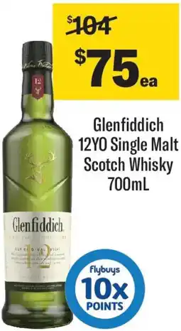 Coles Glenfiddich 12yo single malt scotch whisky offer