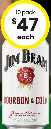 The Bottle O Jim Beam White 4.8% Premix Range Cans offer