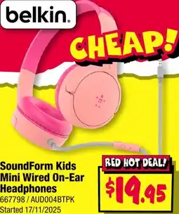 JB Hi-Fi SoundForm Kids Mini Wired On-Ear Headphones offer