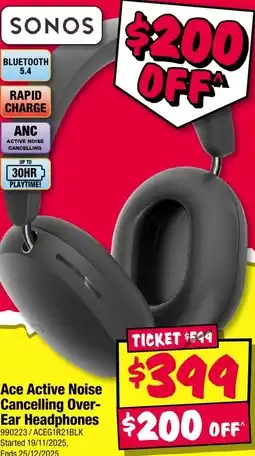 JB Hi-Fi Ace Active Noise Cancelling Over- Ear Headphones offer