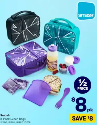 BIG W Smash 8-Pack Lunch Bags offer