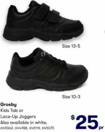 BIG W Grosby Kids Tab Or Lace-Up Joggers offer